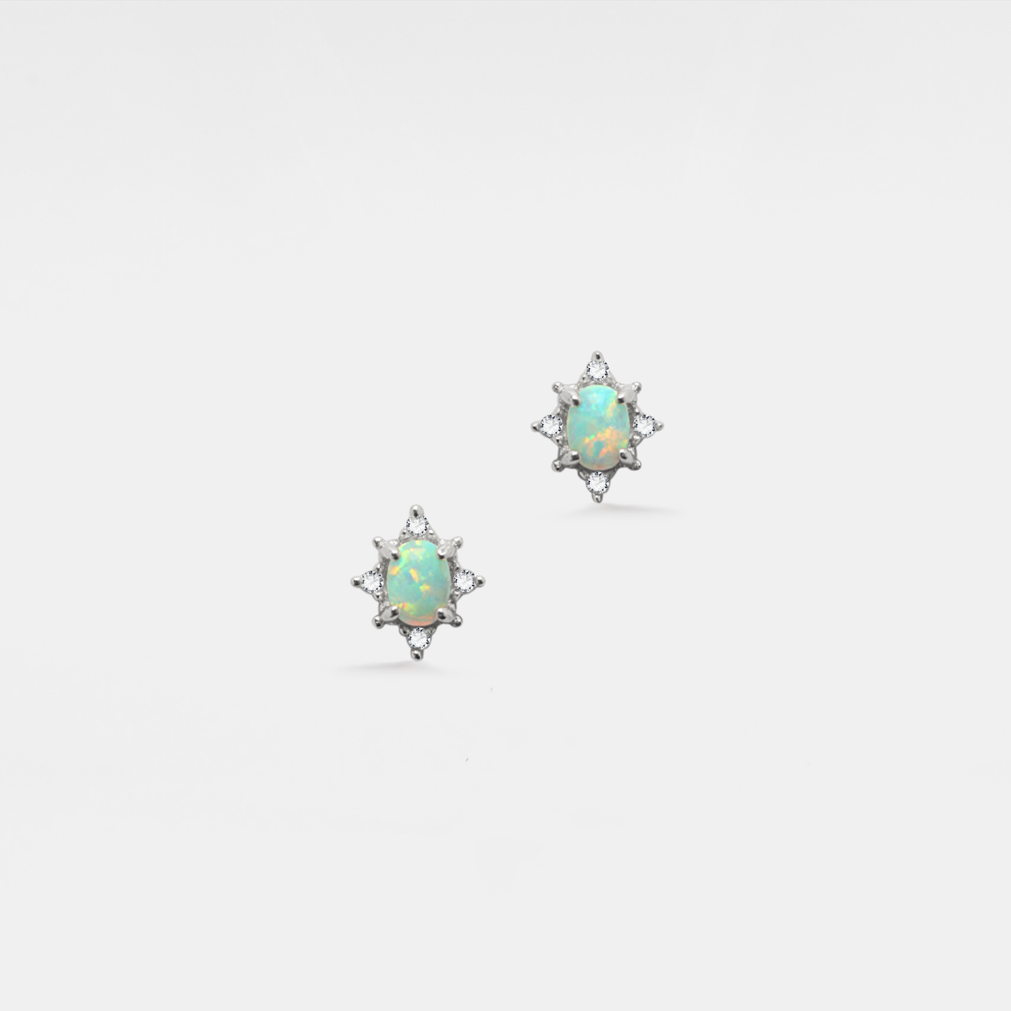 Tiny Vintage Opal Star Stud Earrings in 925 Sterling Silver