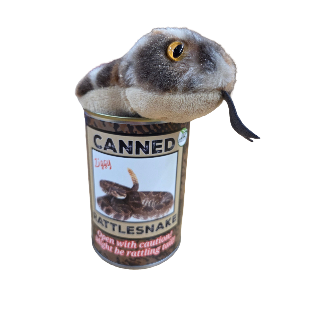 Ziggy the Canned Rattlesnake Stuffed Plush w/Funny Jokes