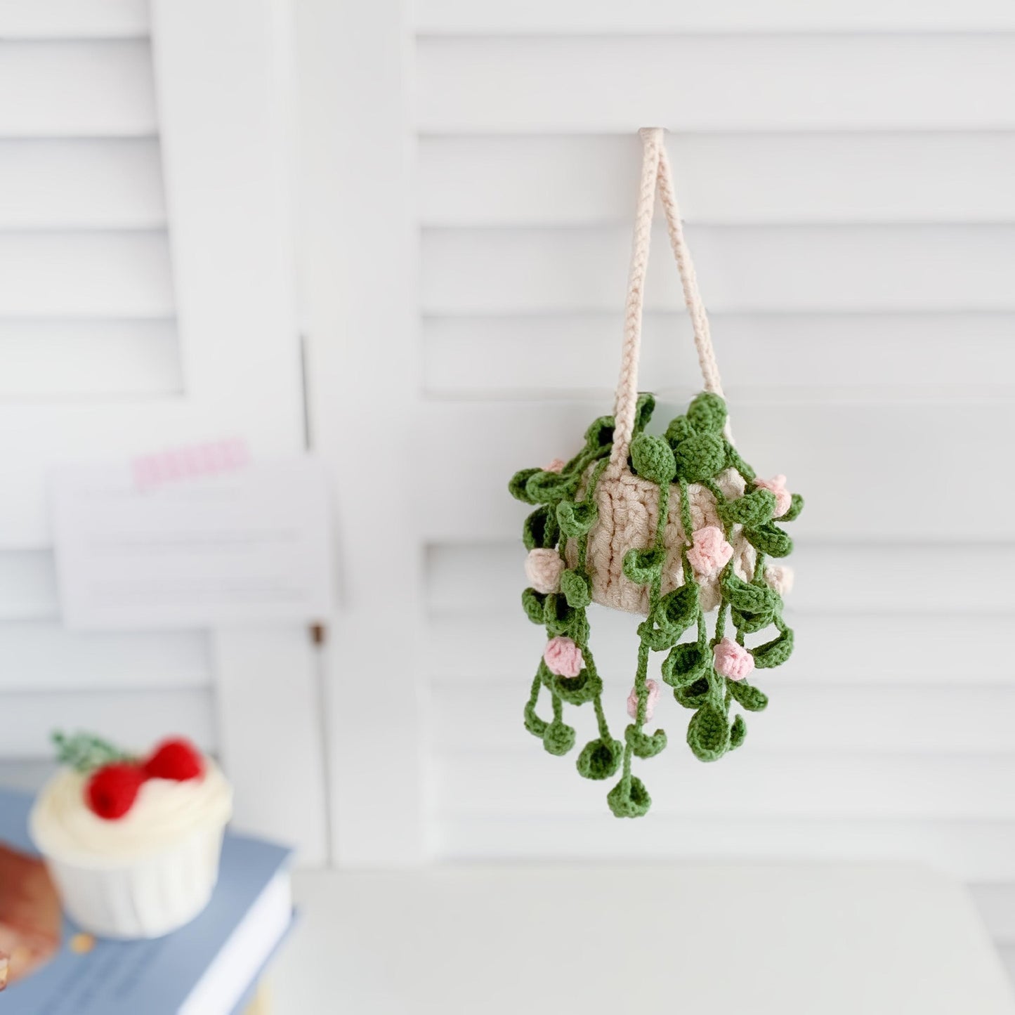 Crochet Car Plant Hanging, Cute Plant Crochet Decoration Car