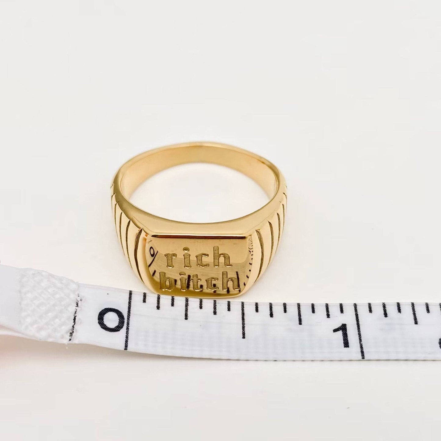 "Rich bitch" 18K Gold Plated Stainless Steel Ring