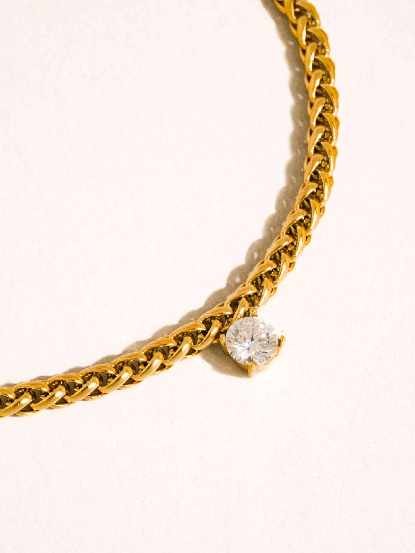 Indy 18K Gold Non-Tarnish CZ Charm Braided Bracelet