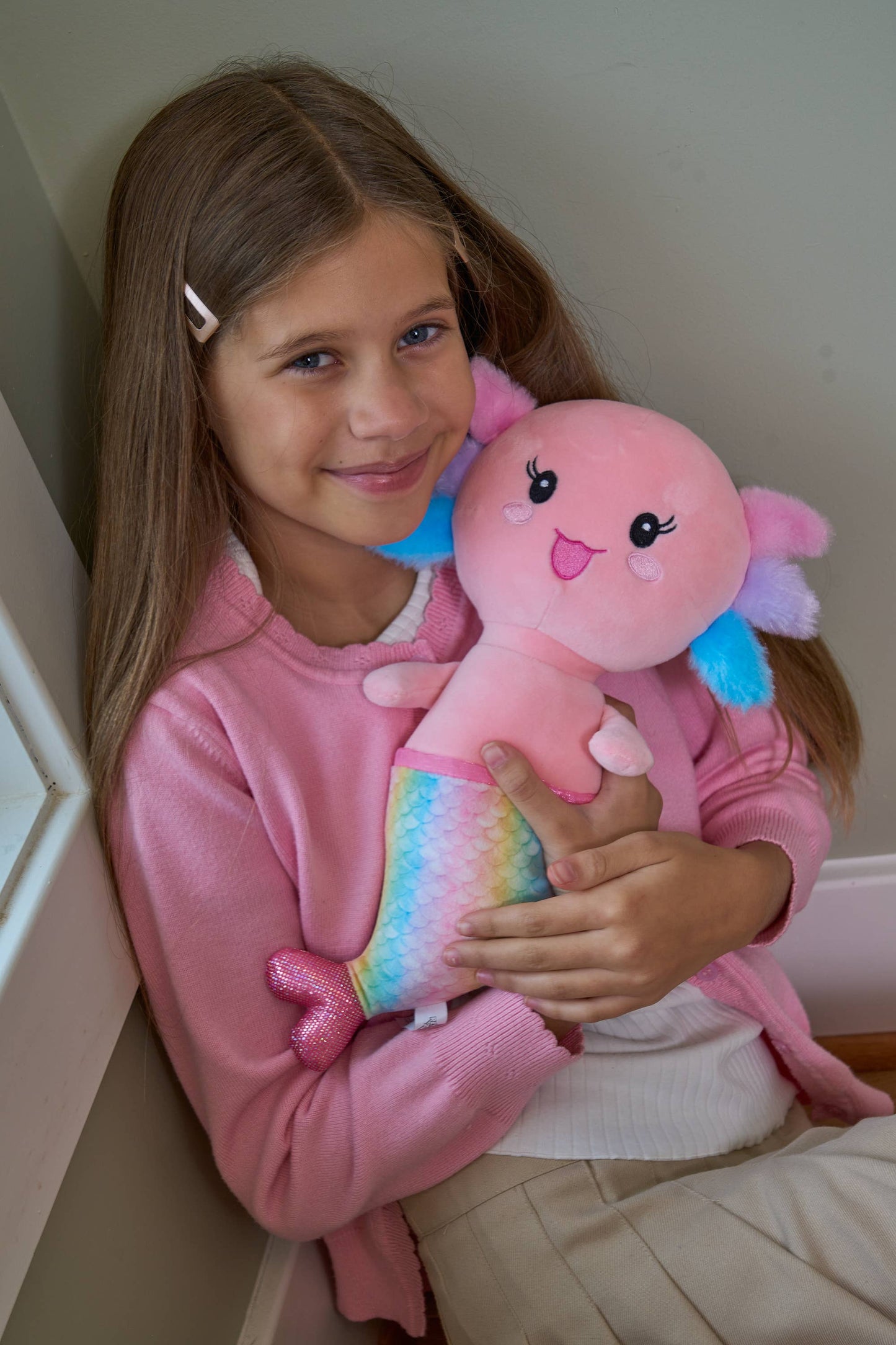 Axolotl Mermaid Asst Green, Pink, Purple 14" (34cm)