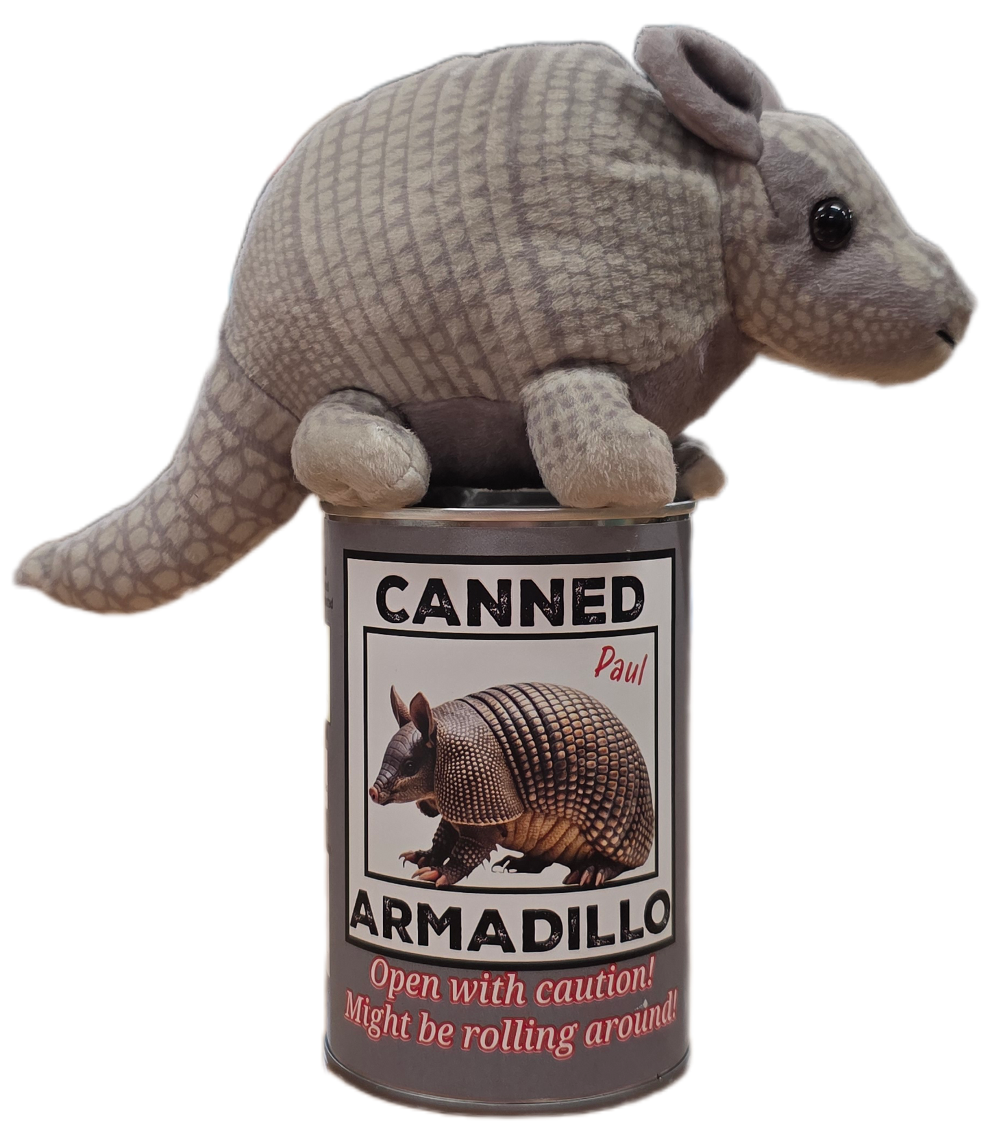Canned Armadillo | Stuffed Animal Plush w/Funny Jokes on Can