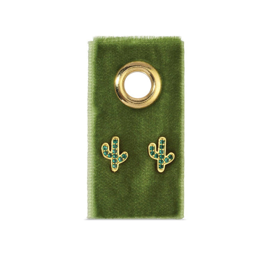 Green Pave Cactus on Velvet Gift Tag