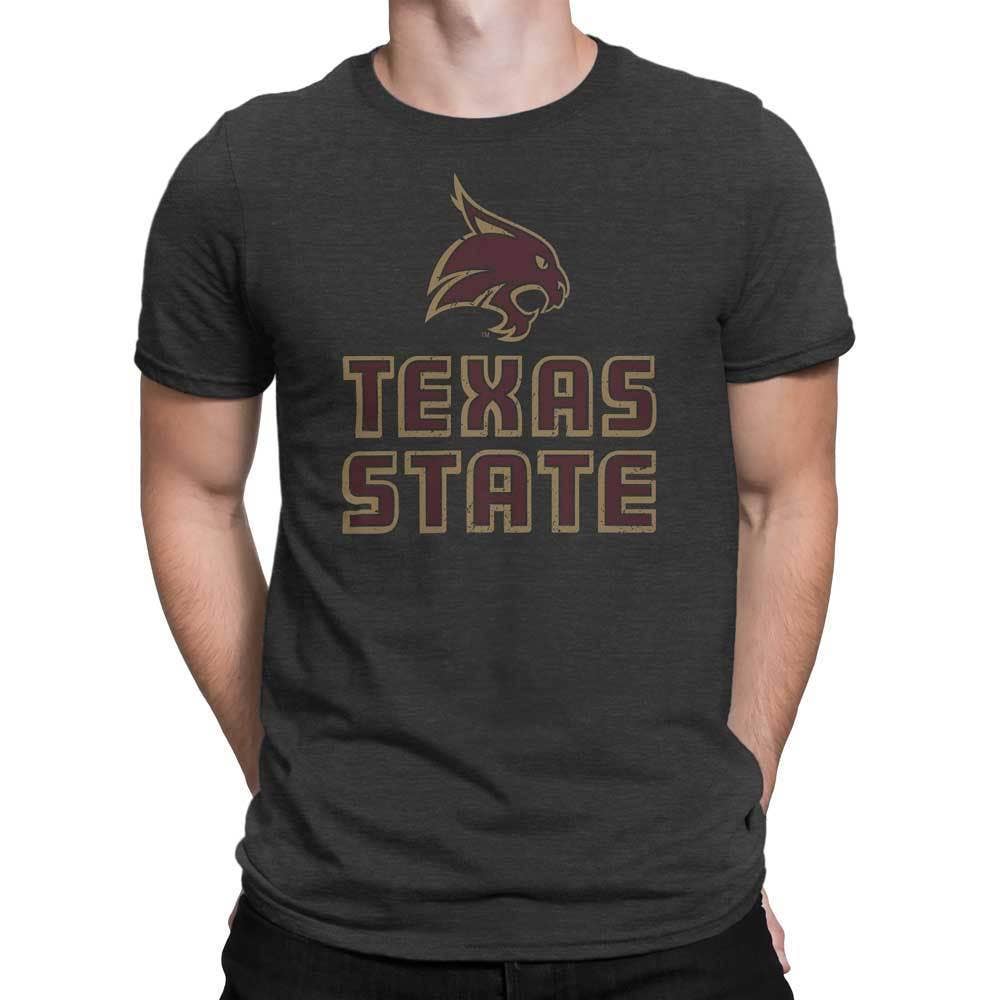 Texas State University Stacked Logo T-shirt (Charcoal)