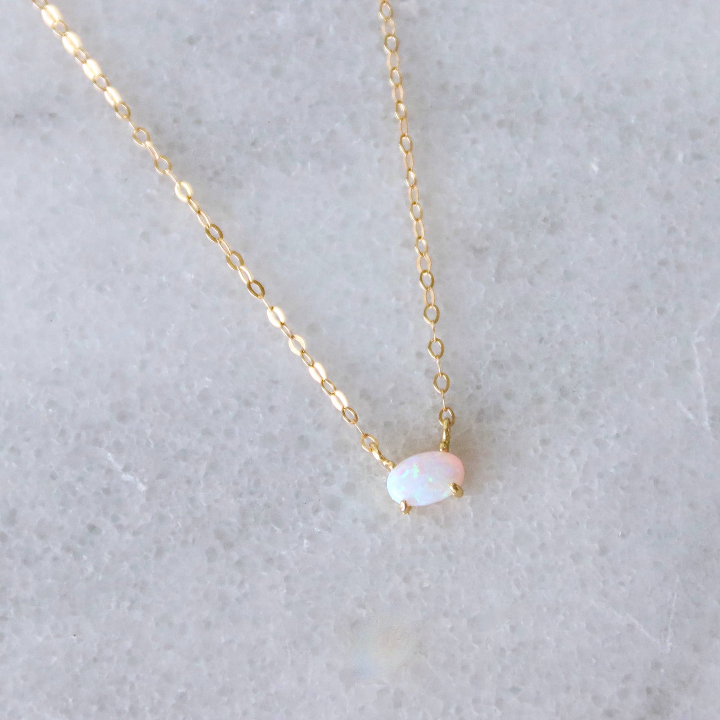 Mini Oval Opal Necklace