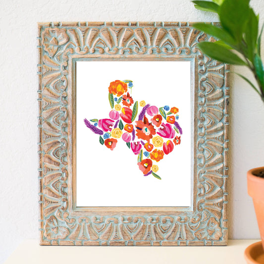 8" x 10" Texas floral print