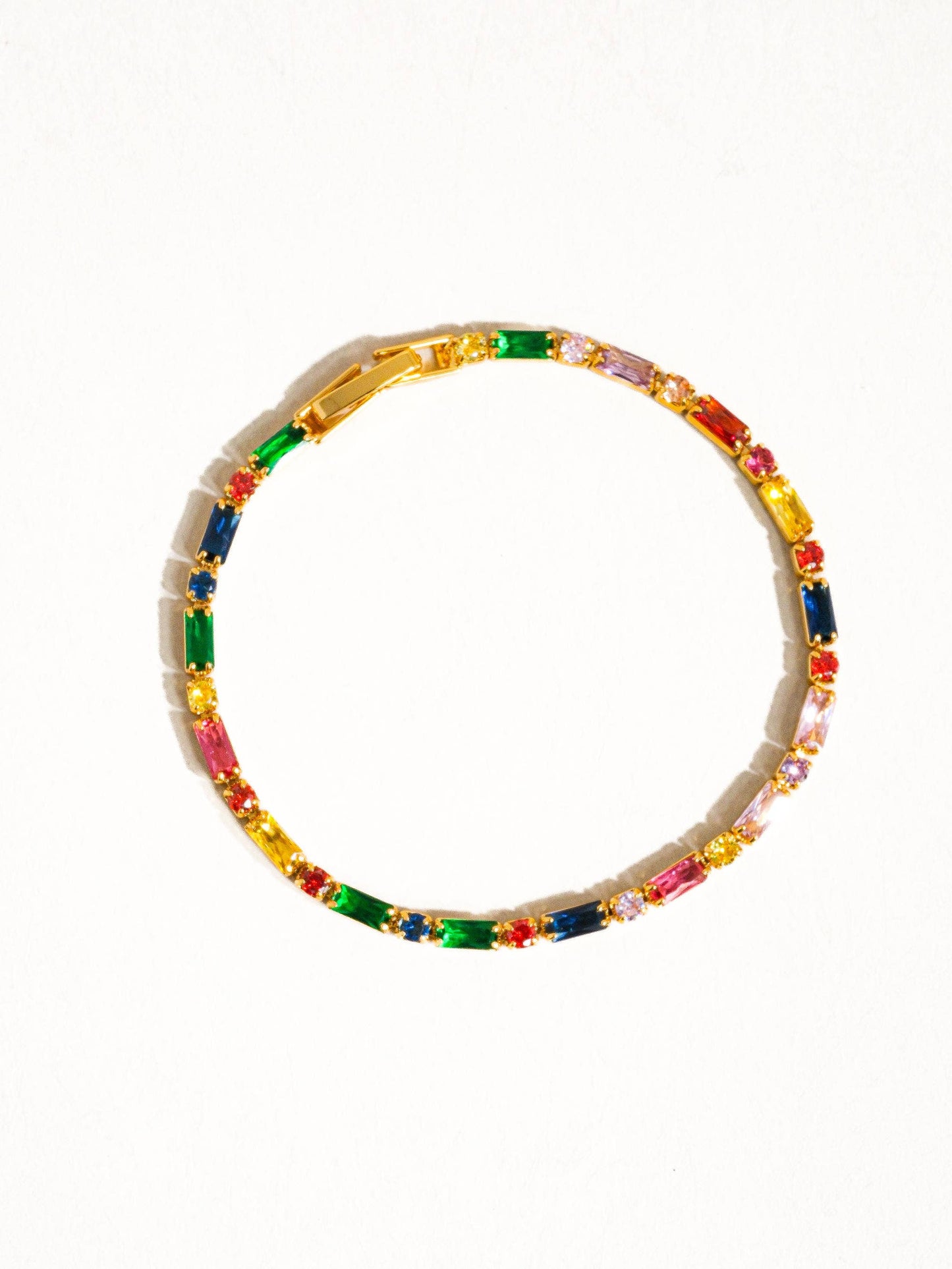 Shiloh 18K Gold Multicolor CZ Chain Bracelet