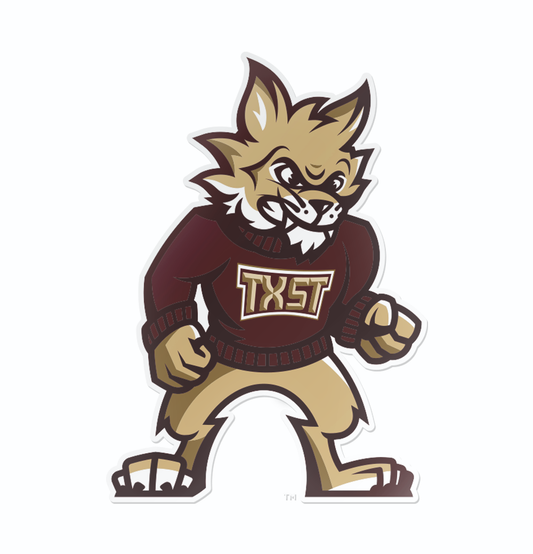 Texas State University Boko the Bobcat Mascot Car Decal