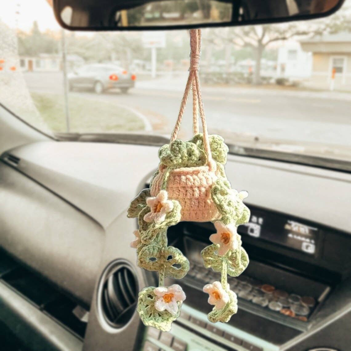 Crochet Daisy Plant, Crochet Succulent Plant Car Hanging