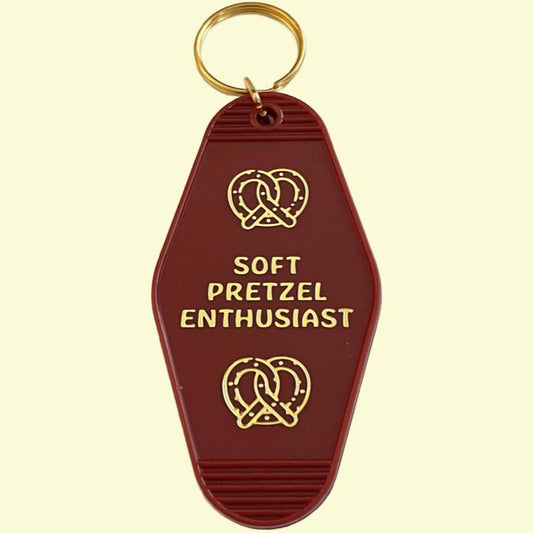 Soft pretzel enthusiast Hotel motel Keychain Retro