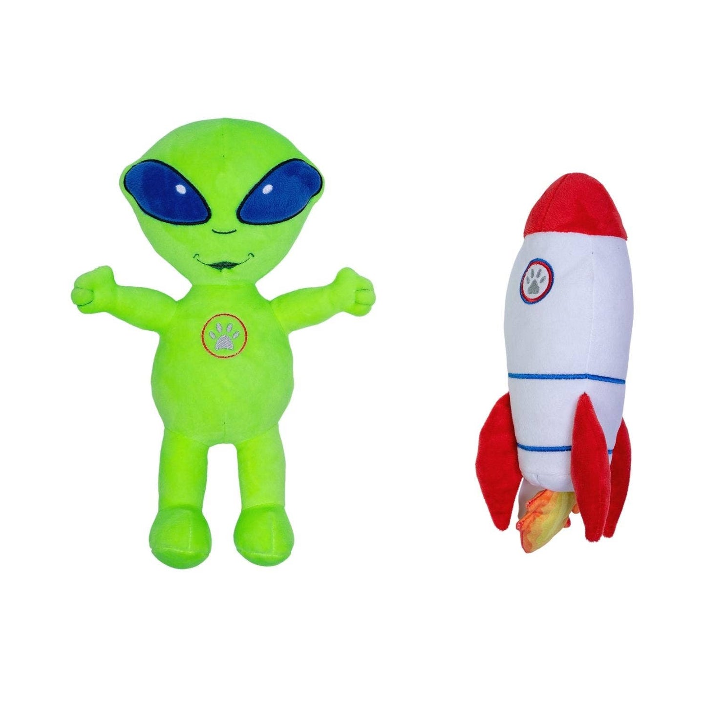 Space Alien and Rocket Plush Dog Toy Gift Set- 2 piece