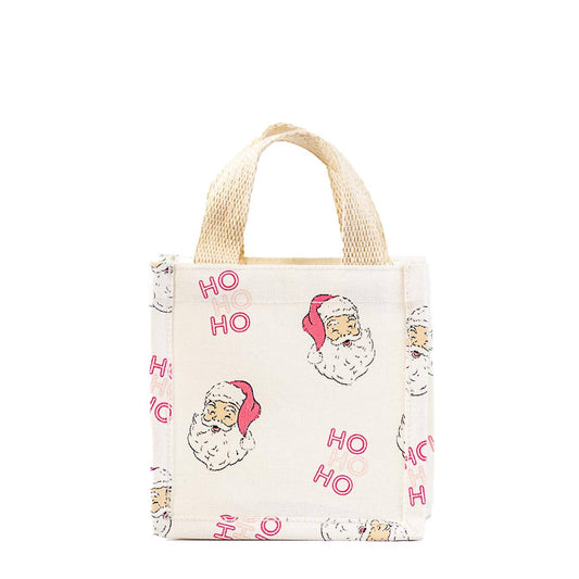 HoHoHo Santa Mini Gift Tote   White/Pink   6x6x4