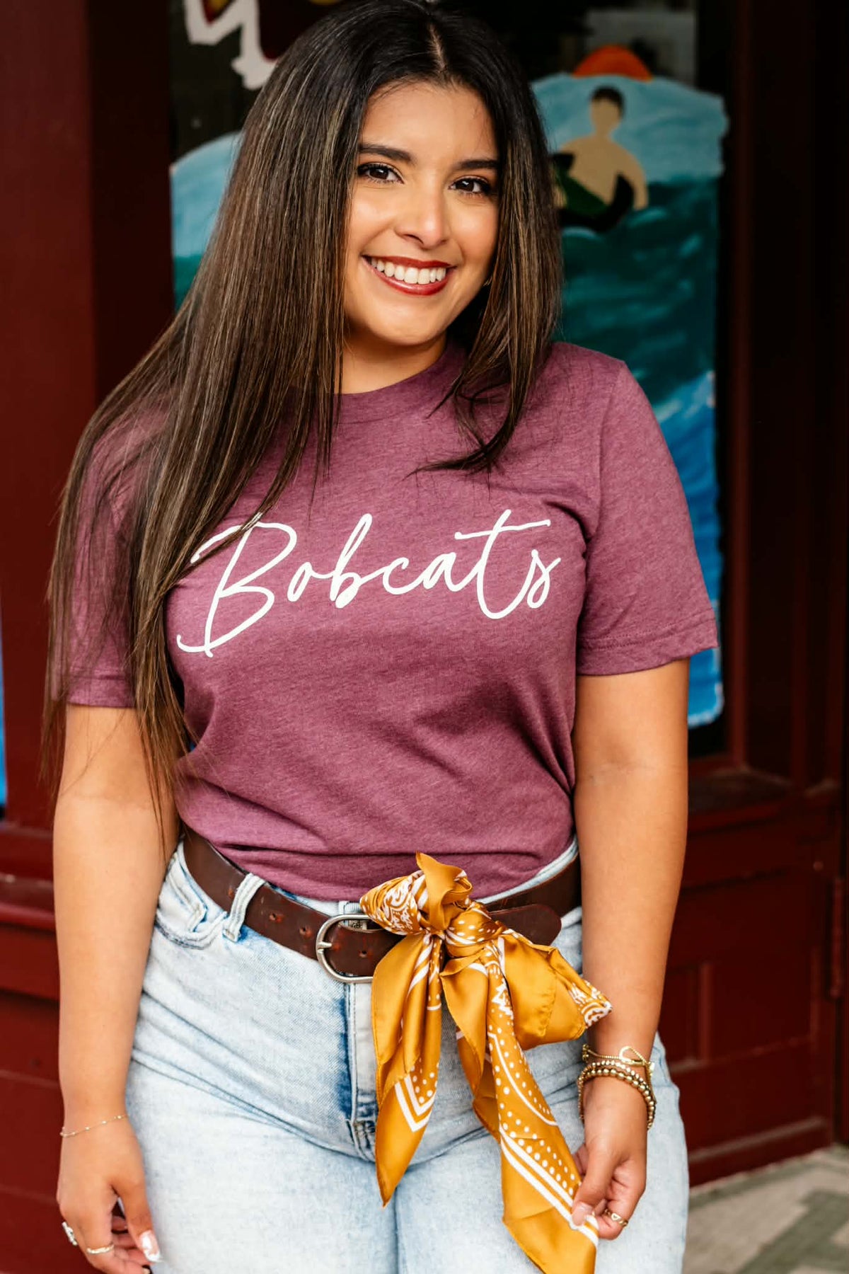 Bobcats Script Puff Tee