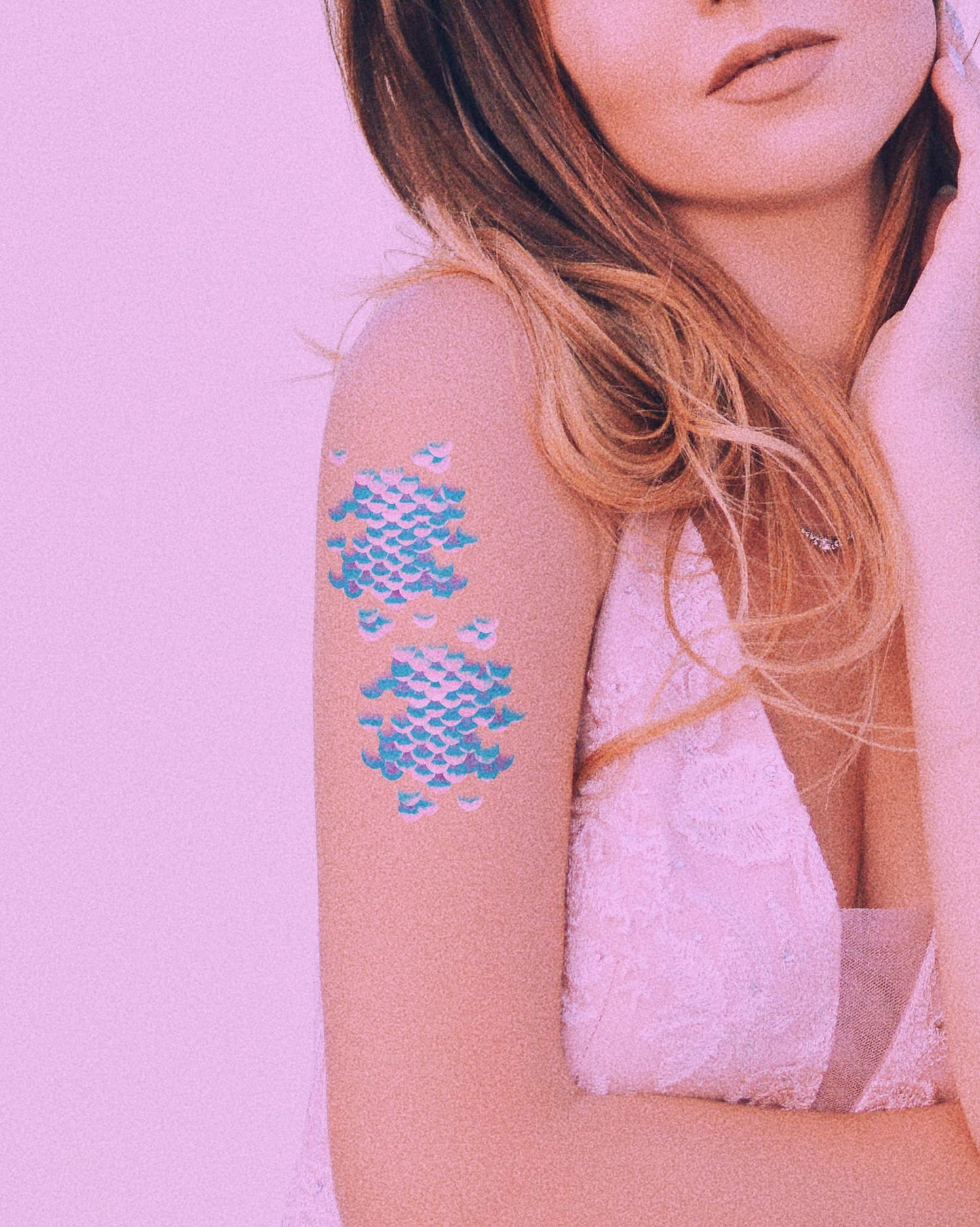 Teal Mermaid Scale Temporary Tattoo