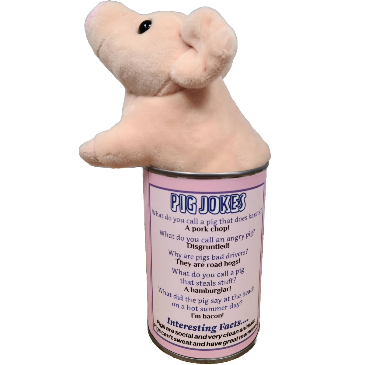 Canned Pig | Stuffed Farm Animal Plush w/Funny Jokes | Gift