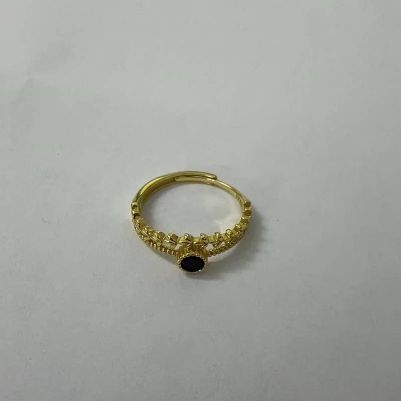 Vintage Leaf Double Layered Band Ring in 925 Sterling Silver