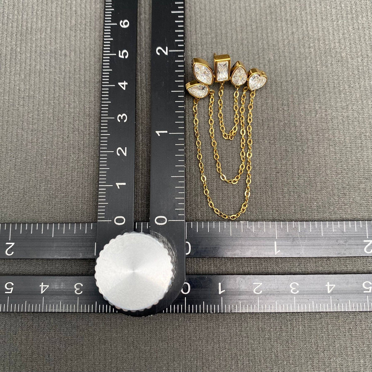 Zircon Chain Tassel Gold Earrings