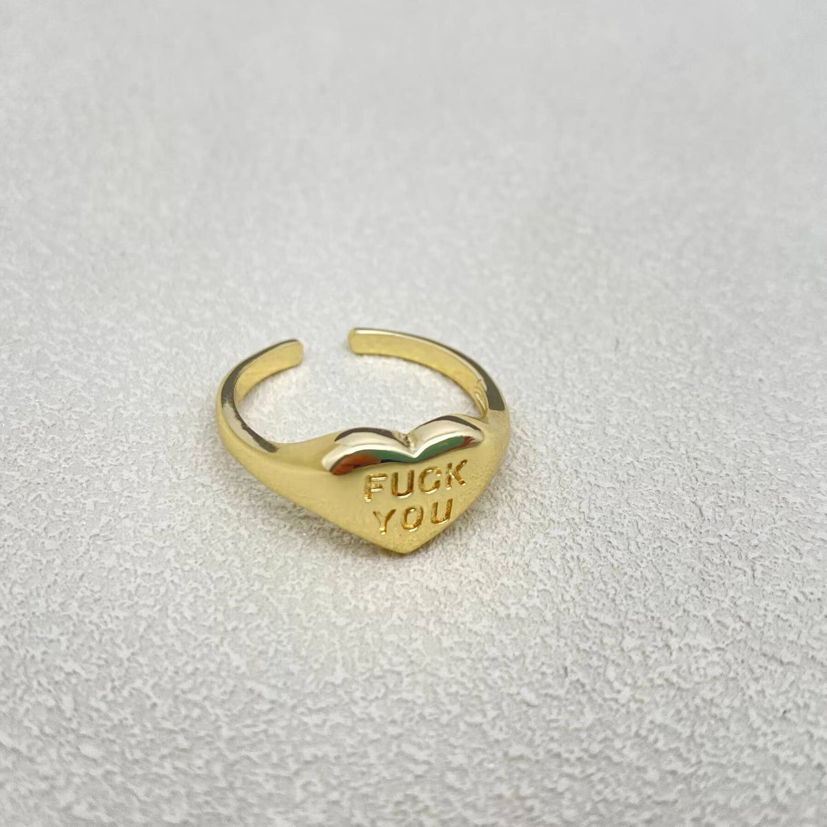 "F*ck You" Heart Ring | 18K Gold Plated, Adjustable
