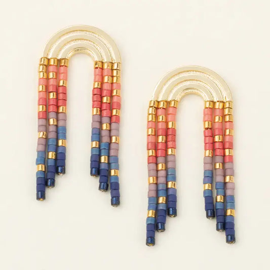 Chromacolor Miyuki Rainbow Fringe Earring - Multi/Gold