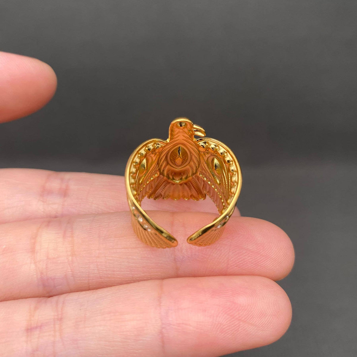 Thunderbird Ring | Zircon Inlay, 18K Gold Plated Stainless Steel
