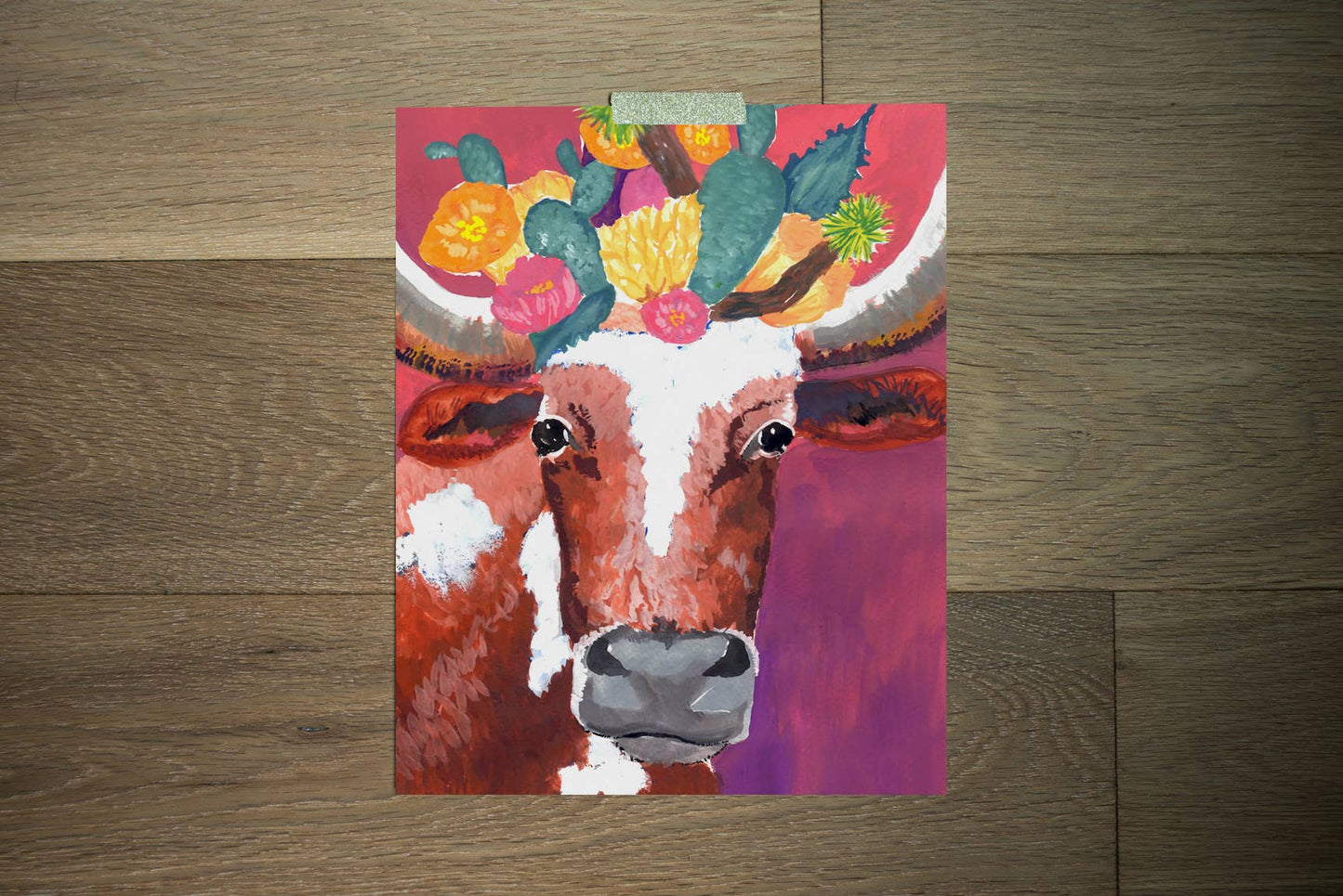 8'' x 10'' Longhorn and Cactus Print