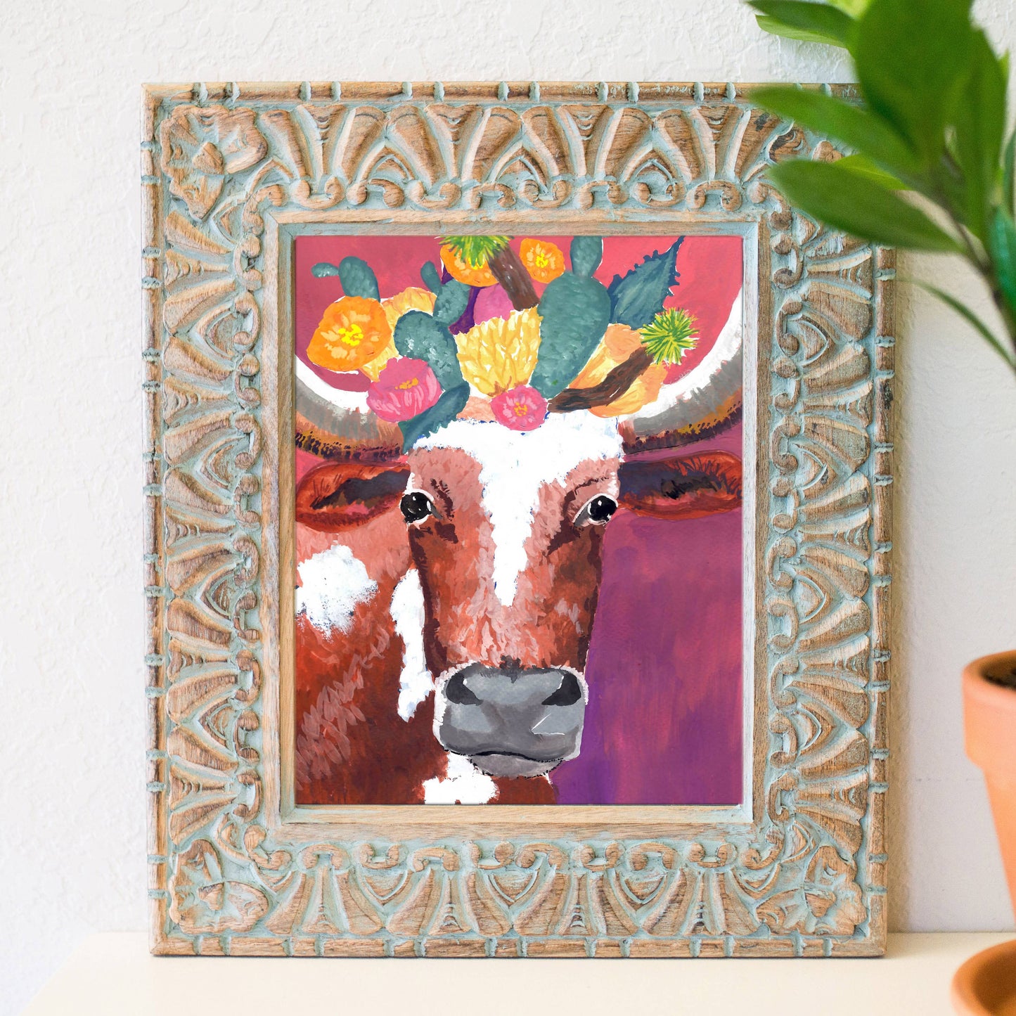 8'' x 10'' Longhorn and Cactus Print