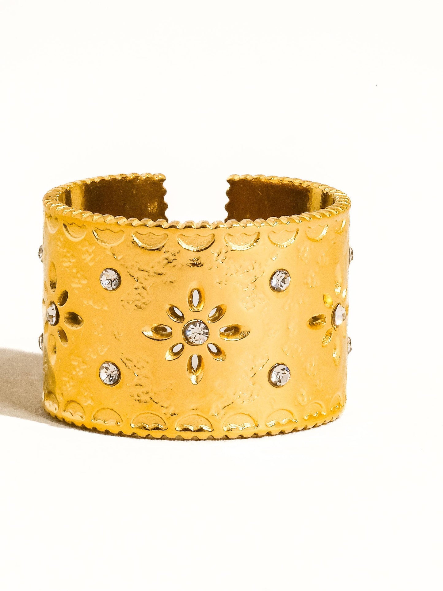 Raya 18K Non-Tarnish Vintage Rhinestone Band Ring