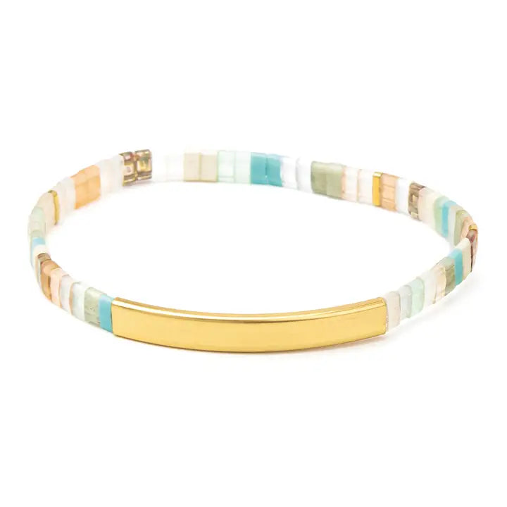 Good Karma Miyuki Bracelet - One Of A Kind Mint/Peach/ Gold