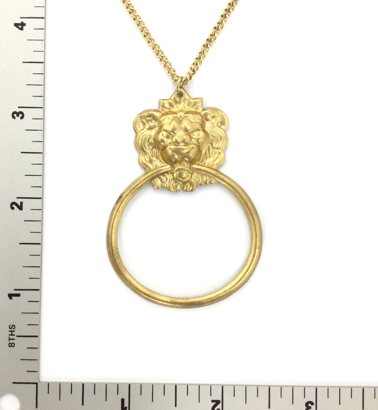 Gold Lion Hoop Pendant