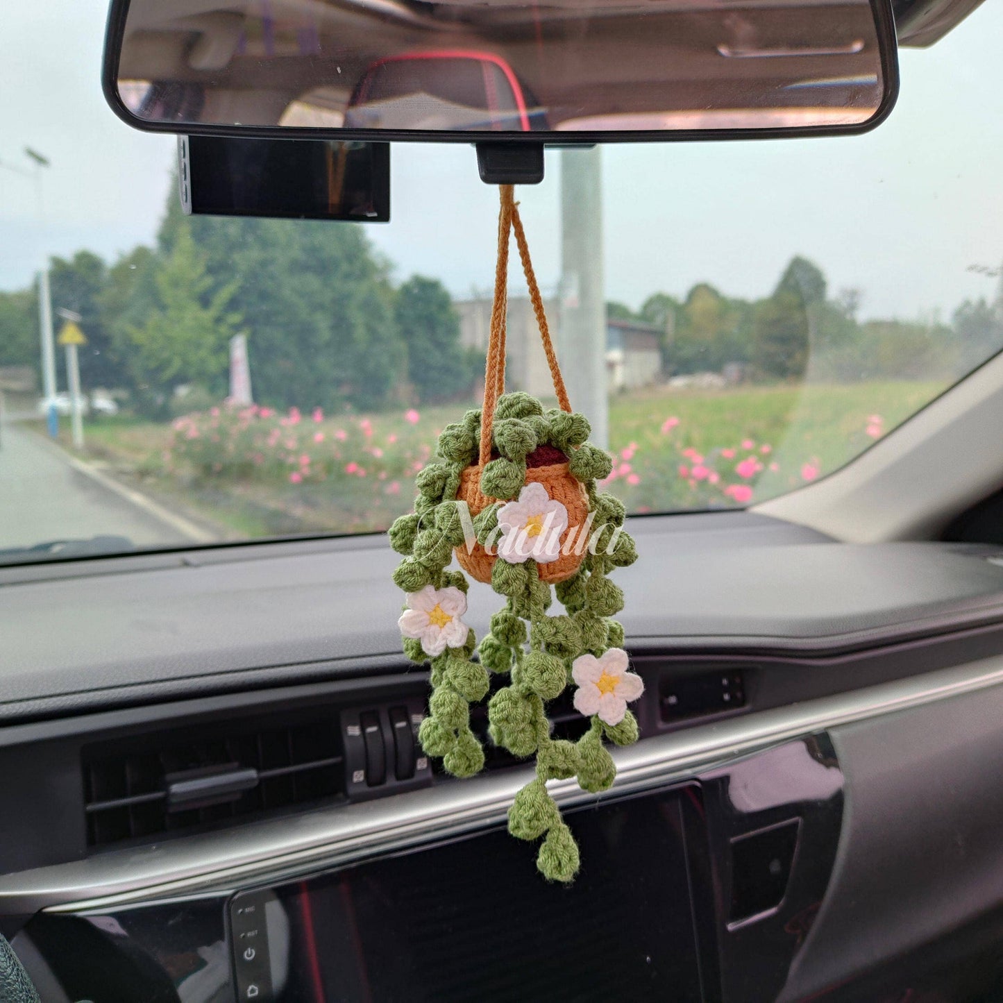 Crochet Car Plant Hanging, Crochet String of Pearls