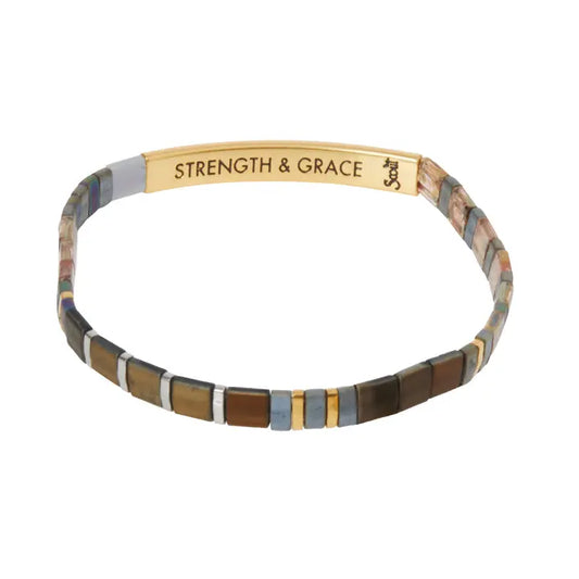 Good Karma Miyuki Bracelet - Strength & Grace Gunmetal/Gold