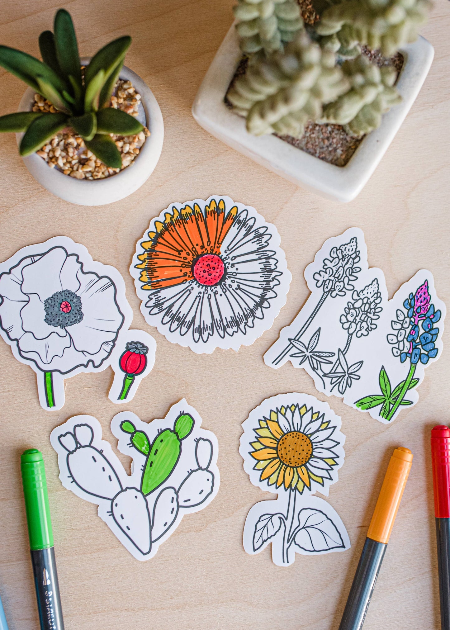 Color Your Own Texas Wildflowers Stickers