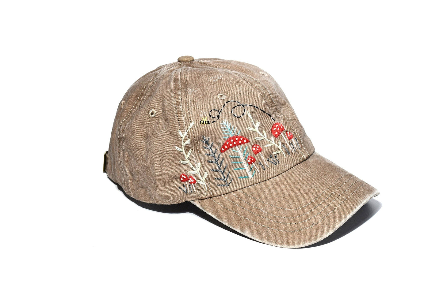 Mushroom Forest & Bee Embroidered Baseball Cap✅