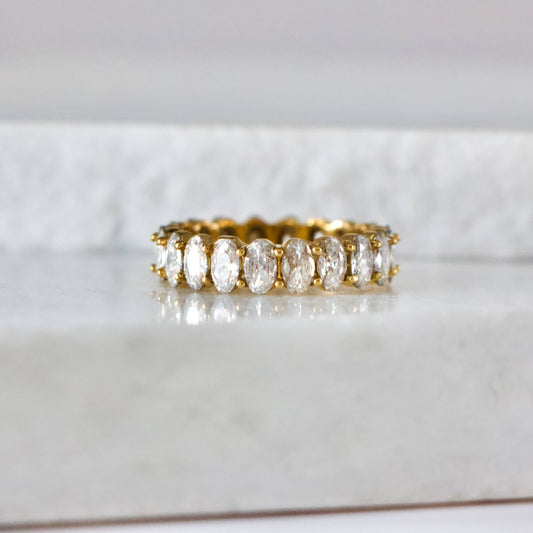 Oval Zircon Baguette Ring - Waterproof