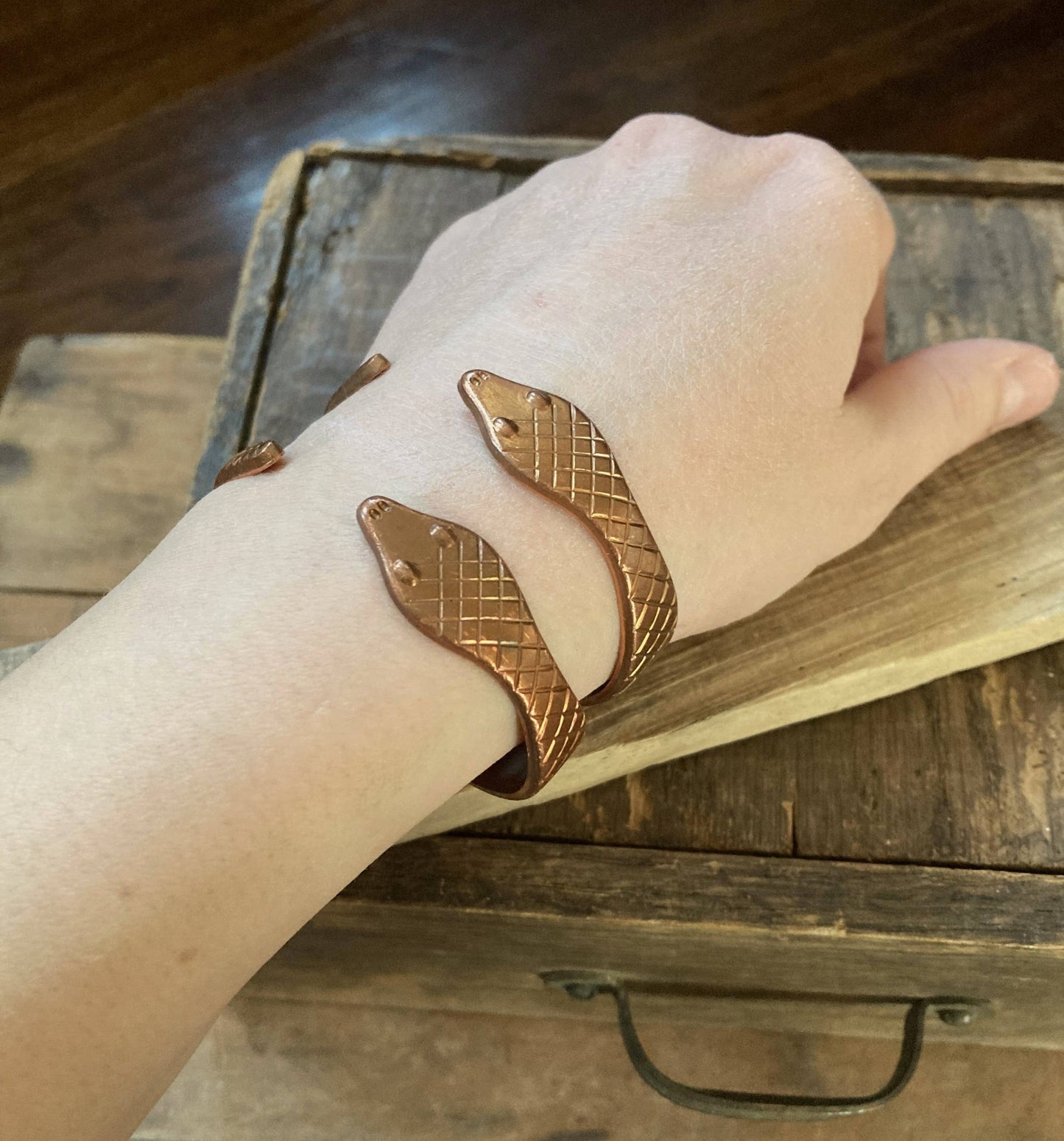 Copper Snake Vintage Cuff Bracelet