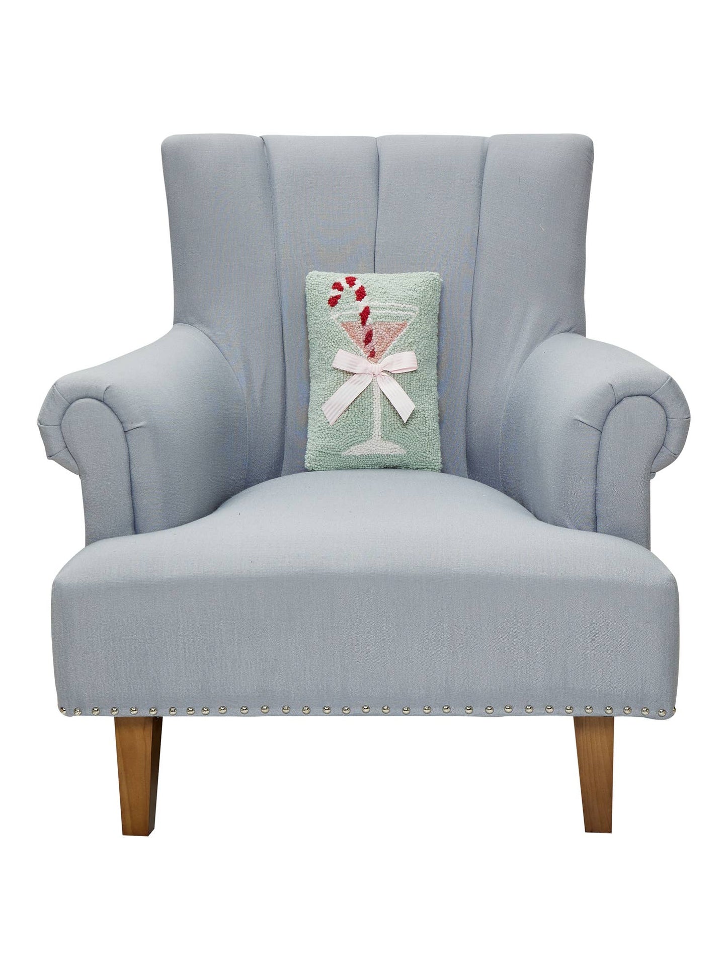 Gingham Bow Martini Glass Hook Pillow