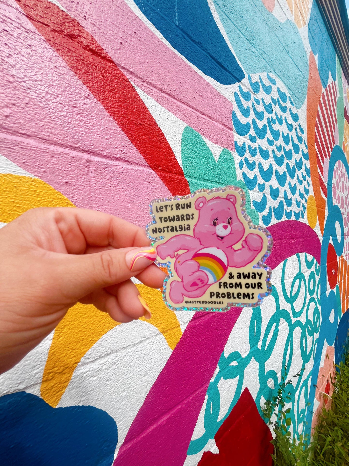 Let’s Run Towards Nostalgia Care Bear Sticker |  Vinyl Decal