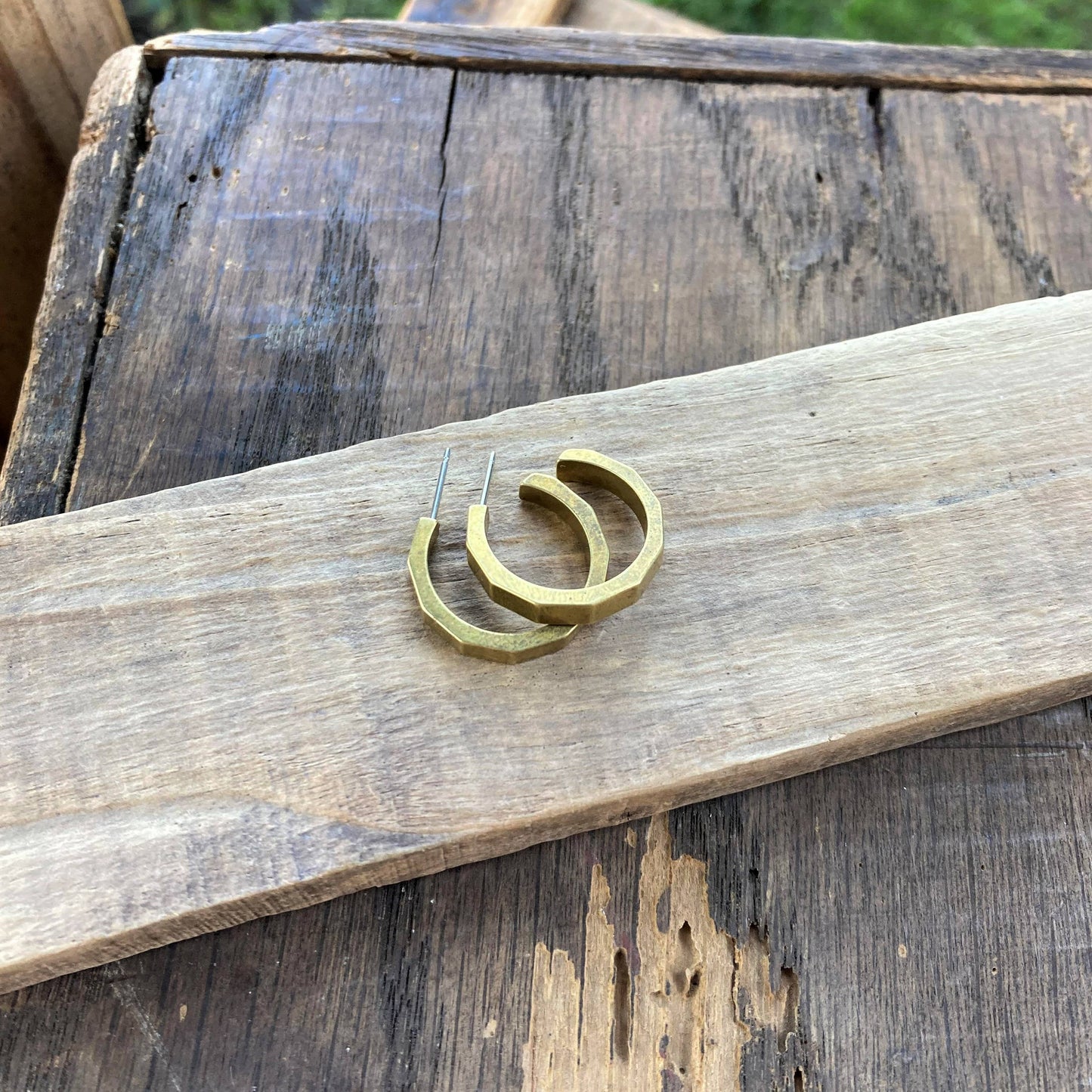 Brass Polygon Hoop Earrings