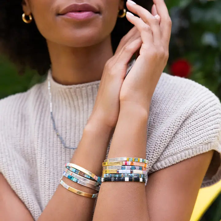 Good Karma Miyuki Bracelet - Just Breathe Turquoise/ Green/Silver
