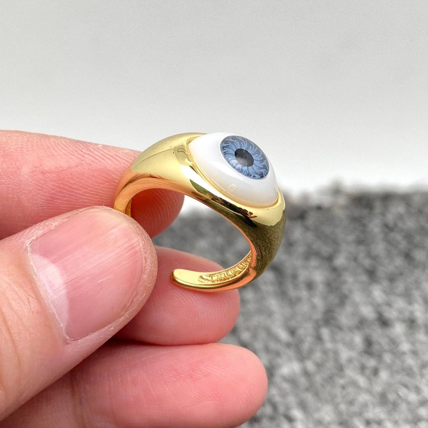 Resin Evil Eyes Gold Plated Ring