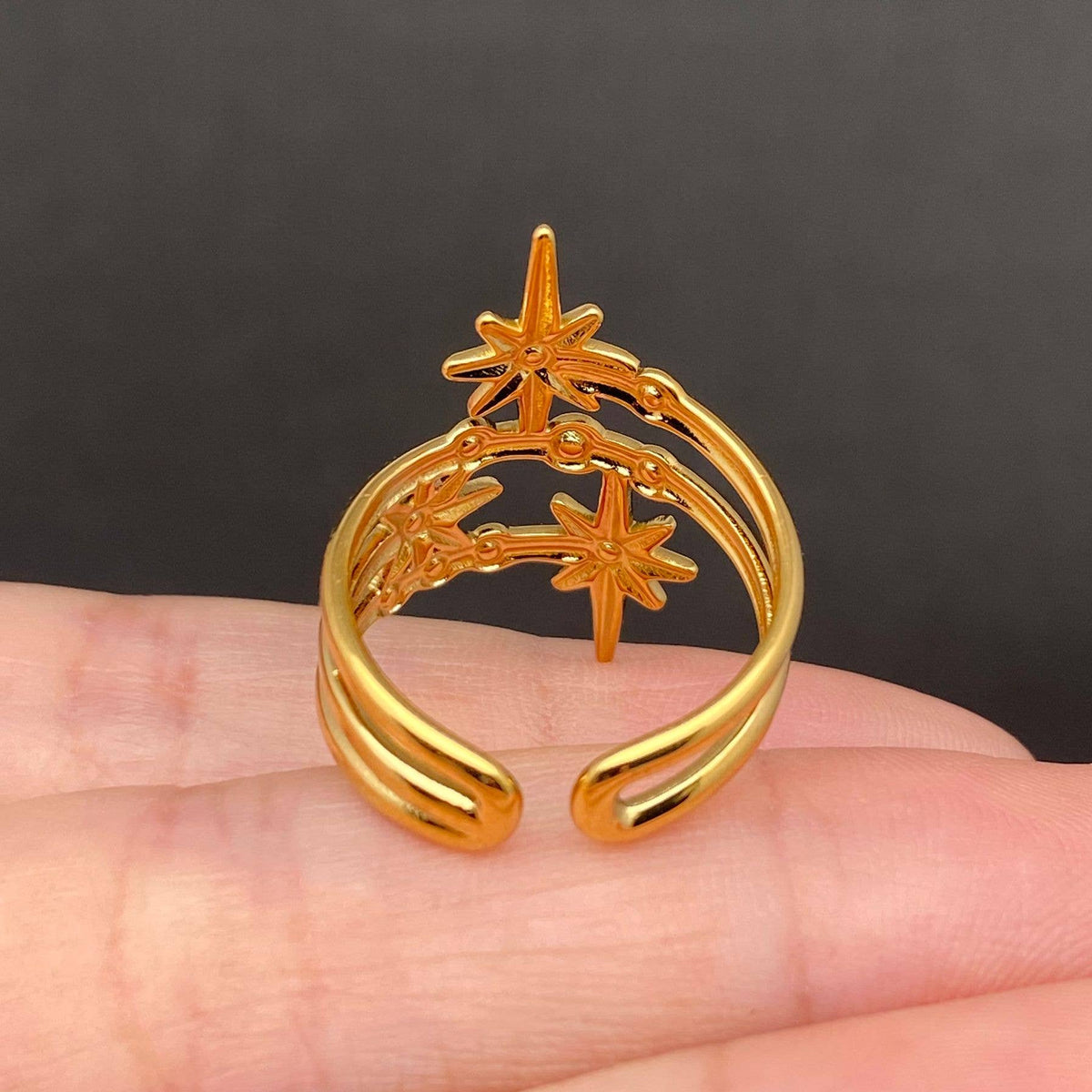 Two Tone Stars 18K Gold Plated S.Steel Ring - FGS/MS