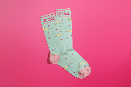 Come Back With A Warrant Socks (funny sock, gifts