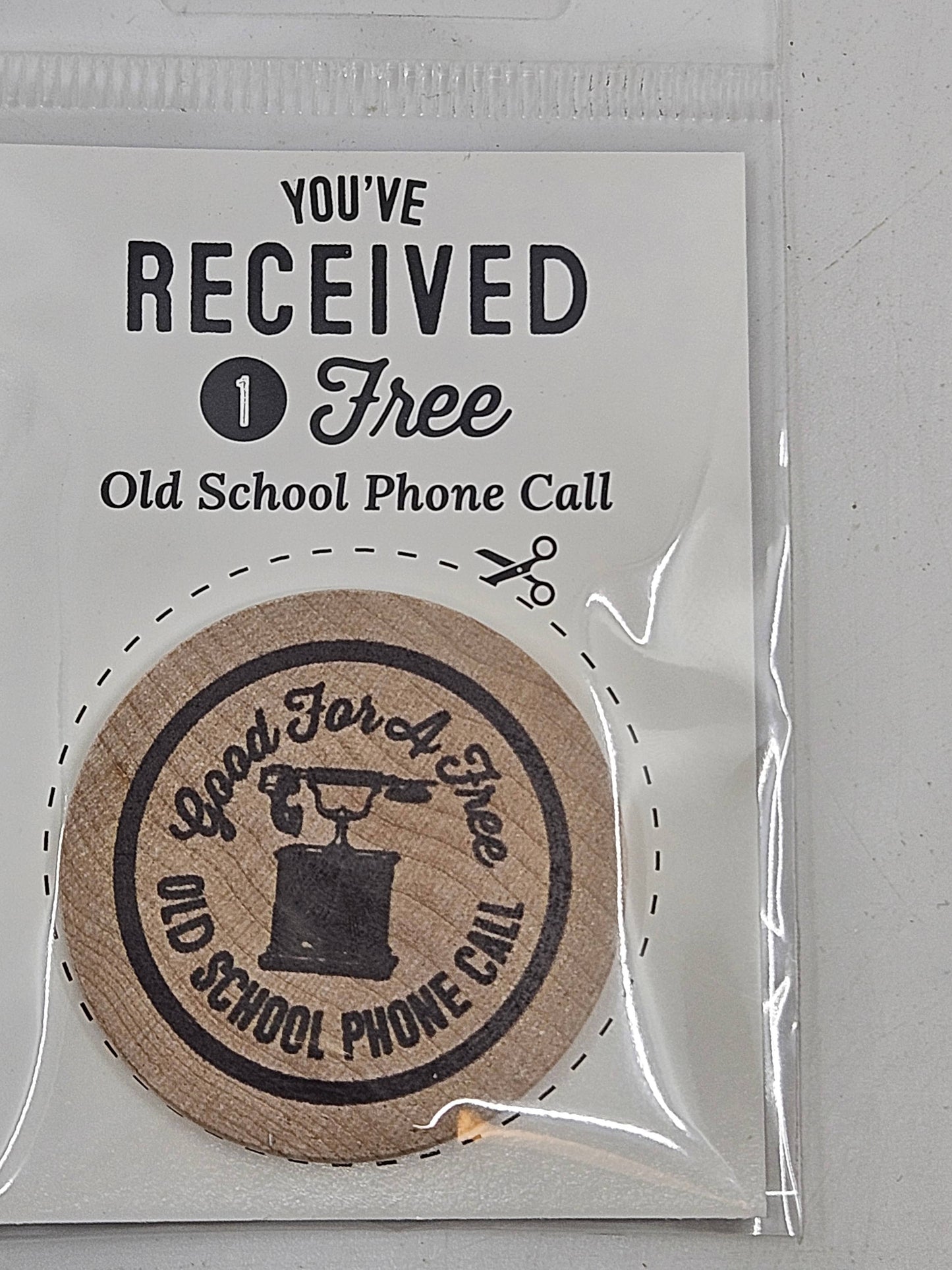 Old-School Phone Call Wooden Nickel