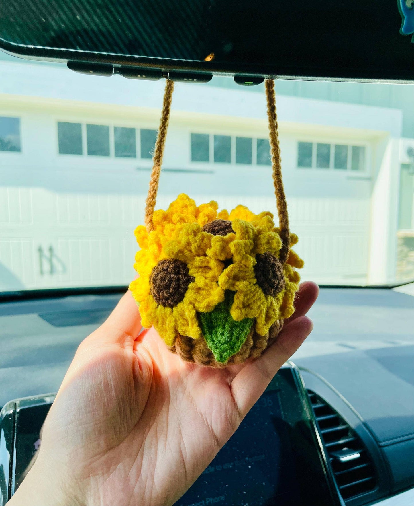 Crochet Monstera Car Hanging Plant, Rearview Mirror Plant