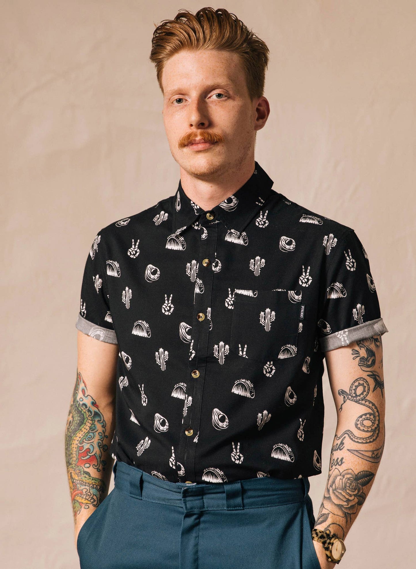 No Problemo Cactus Tacos Casual Button Down Shirt Men Women