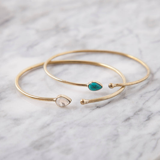 Brass Stone Bracelet with Round End
