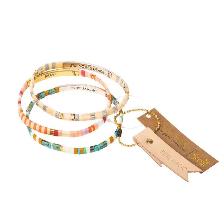 Good Karma Miyuki Bracelet - Just Breathe Turquoise/ Green/Silver