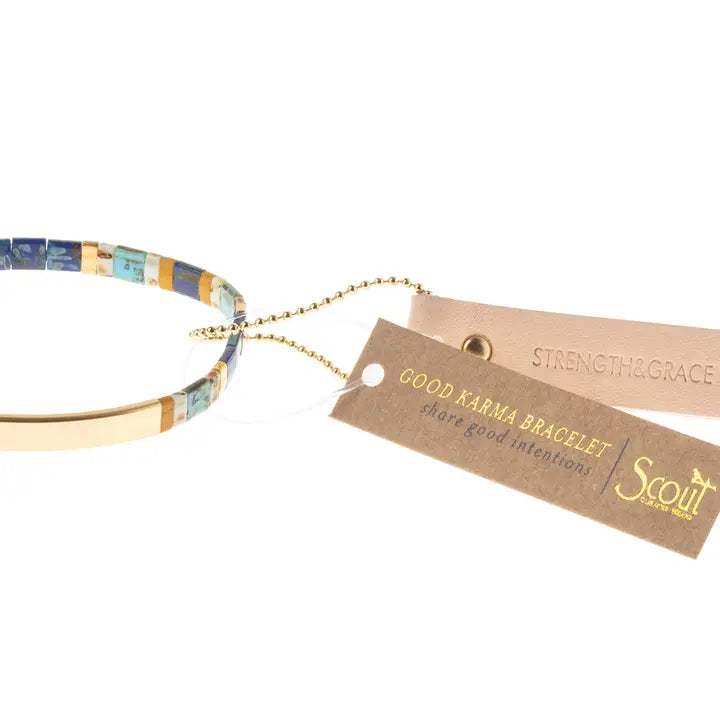 Good Karma Miyuki Bracelet - Strength & Grace Indigo/ Gold