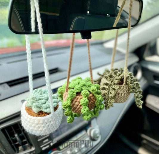 Crochet Succulent Plant Car Hanging Plant Crochet Car Plant